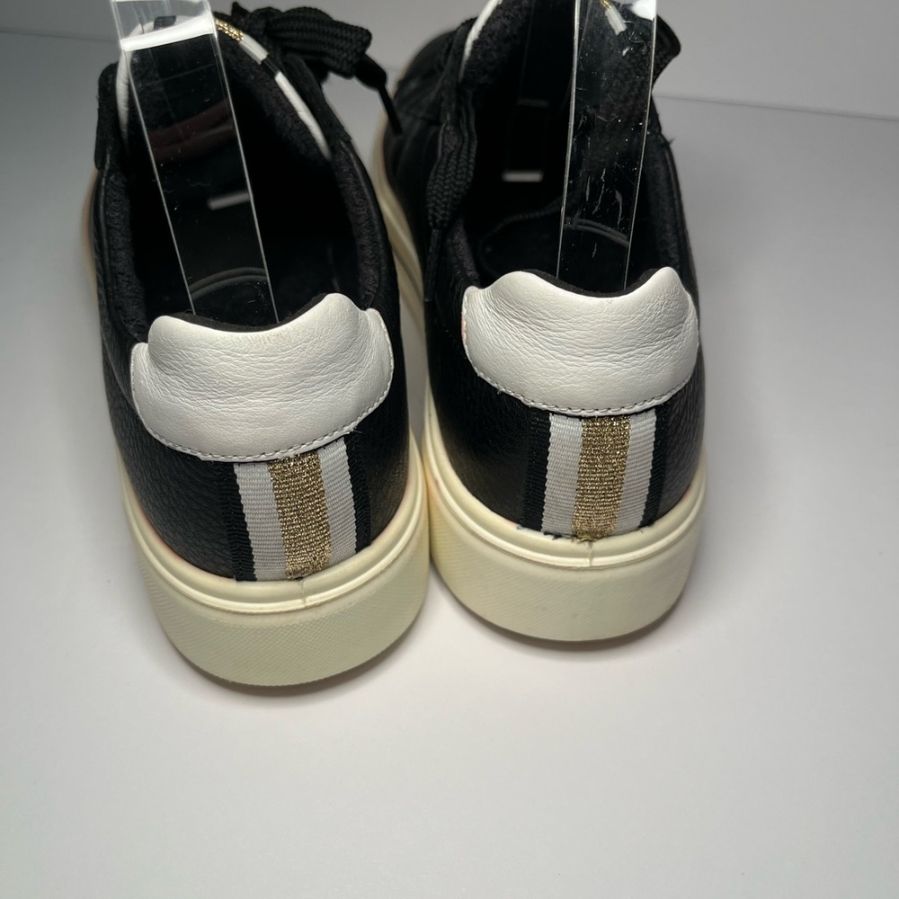 Ara Black Leather Sneakers with White Heel Tab - Picture 5 of 10